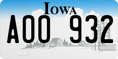 IA license plate AOO932