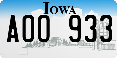 IA license plate AOO933