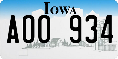 IA license plate AOO934