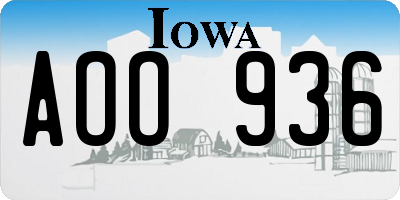 IA license plate AOO936