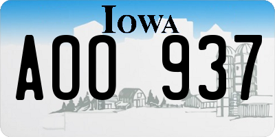 IA license plate AOO937