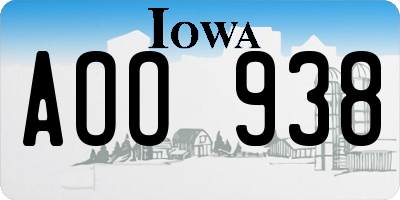IA license plate AOO938