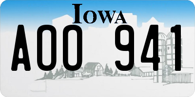 IA license plate AOO941