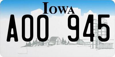 IA license plate AOO945