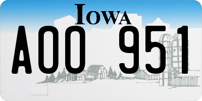 IA license plate AOO951