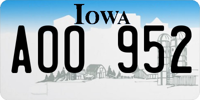 IA license plate AOO952