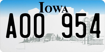 IA license plate AOO954