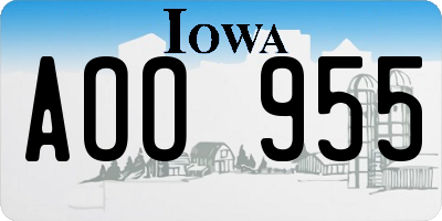 IA license plate AOO955
