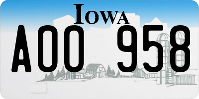 IA license plate AOO958