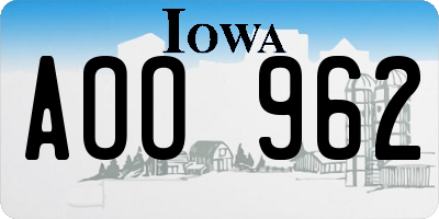 IA license plate AOO962