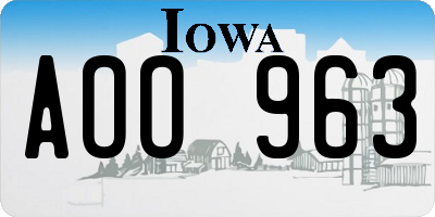 IA license plate AOO963