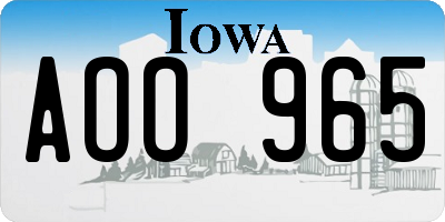 IA license plate AOO965