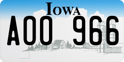 IA license plate AOO966