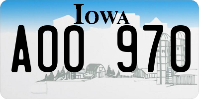 IA license plate AOO970
