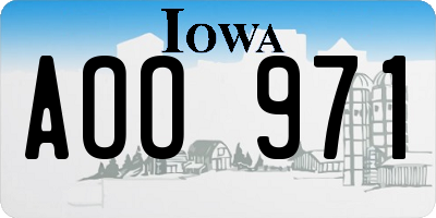 IA license plate AOO971
