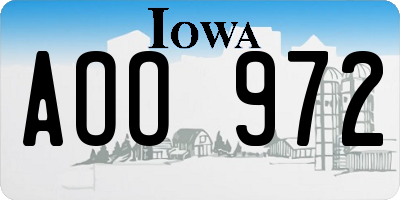 IA license plate AOO972