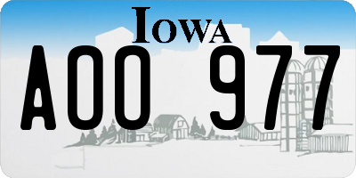 IA license plate AOO977