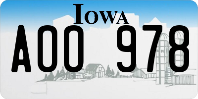 IA license plate AOO978