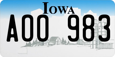 IA license plate AOO983