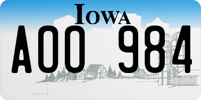 IA license plate AOO984