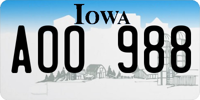 IA license plate AOO988