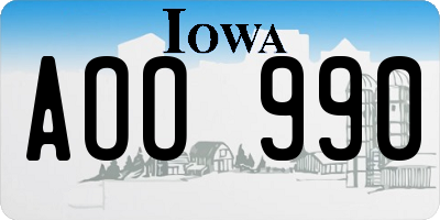 IA license plate AOO990