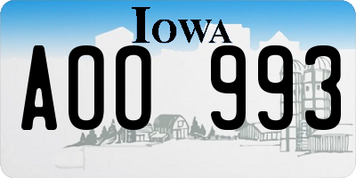 IA license plate AOO993