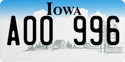 IA license plate AOO996