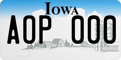 IA license plate AOP000