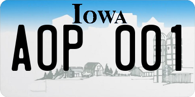 IA license plate AOP001