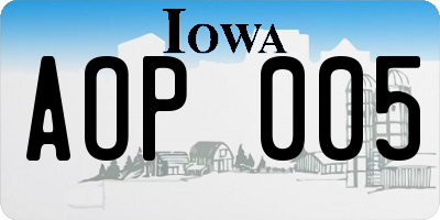 IA license plate AOP005