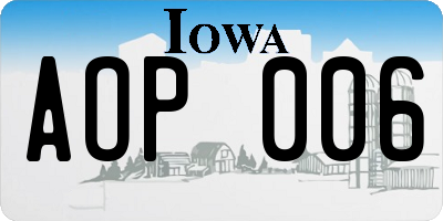 IA license plate AOP006