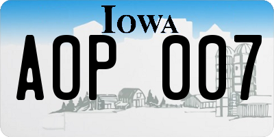IA license plate AOP007
