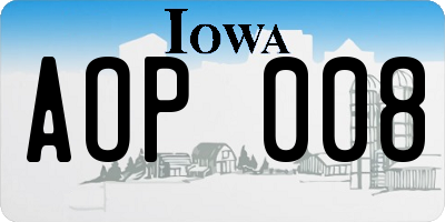IA license plate AOP008