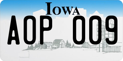 IA license plate AOP009