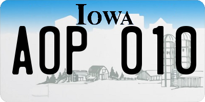IA license plate AOP010