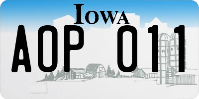 IA license plate AOP011