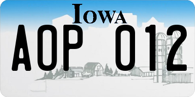 IA license plate AOP012