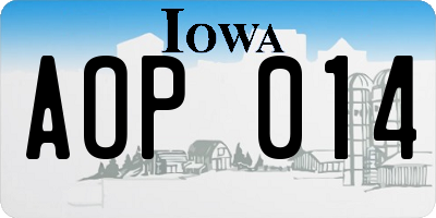 IA license plate AOP014