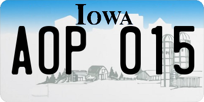 IA license plate AOP015