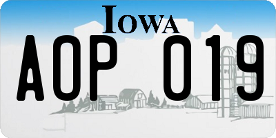 IA license plate AOP019