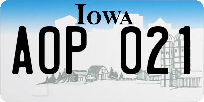 IA license plate AOP021