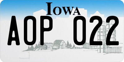 IA license plate AOP022