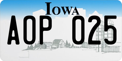 IA license plate AOP025