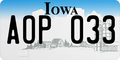 IA license plate AOP033