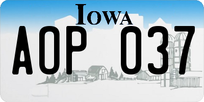 IA license plate AOP037