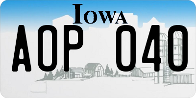 IA license plate AOP040