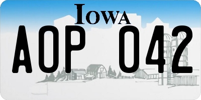 IA license plate AOP042