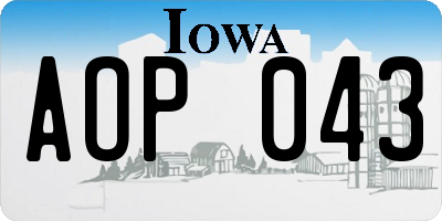 IA license plate AOP043