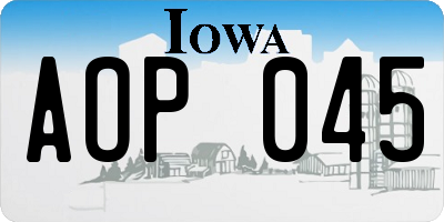 IA license plate AOP045